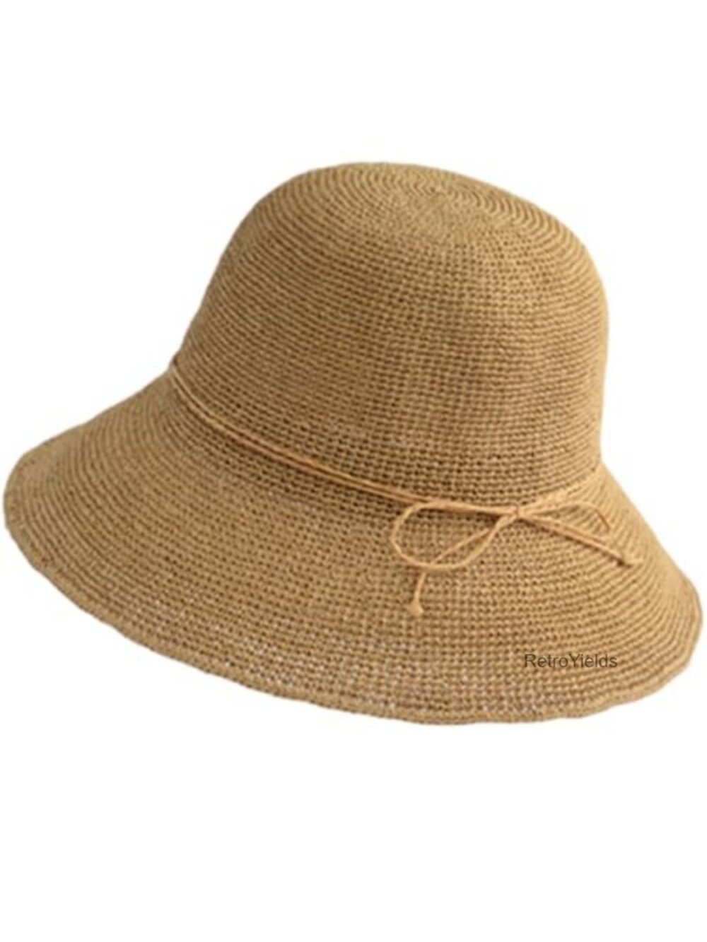 Girls Straw Sun Hat Wide Brim UPF 50 Beach Bucket Hat with Bow